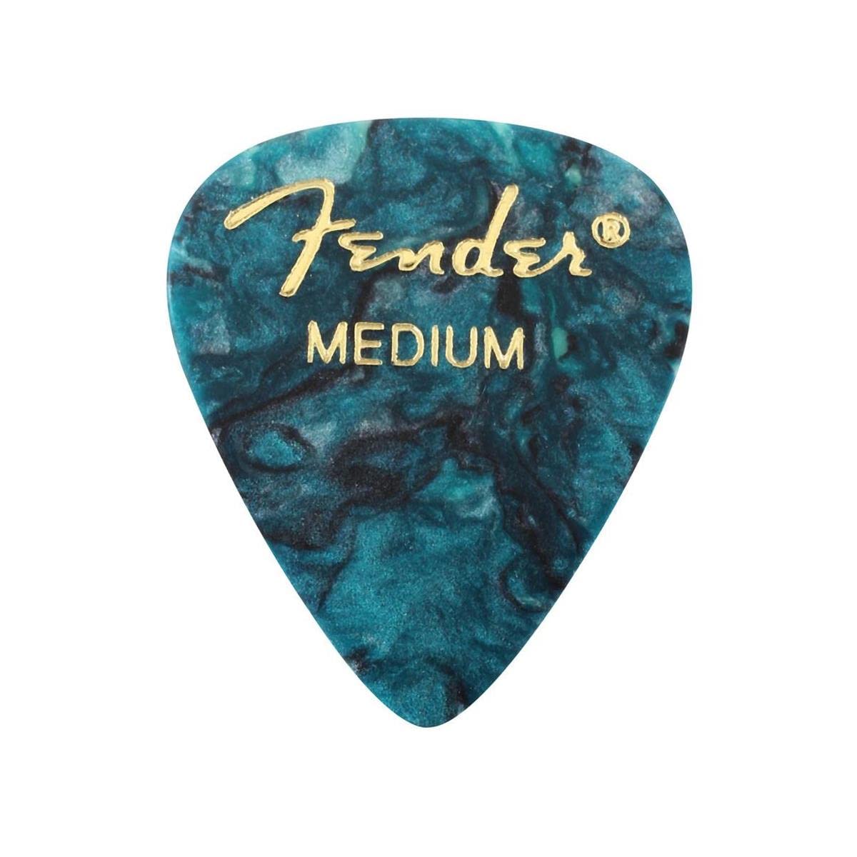 Fender Premium Celluloid Guitar Picks, 351 Shape, Ocean Turquoise, Guitar Picks Medium, Pack Of 12