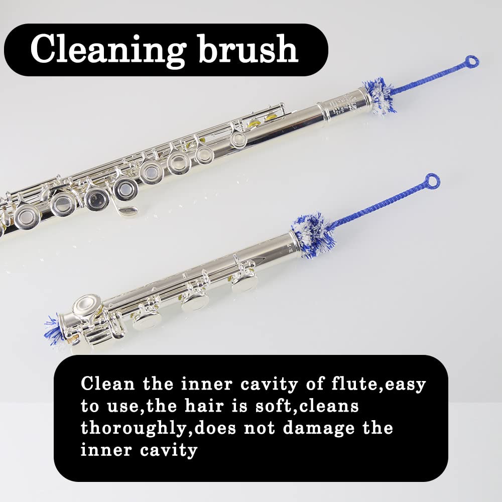 Flute Cleaning Cleaner Care Maintenance Kit,Key Oil,Cork Grease,Swab,Cleaning Cloth,2PCS Cleaning Brush,Cleaning Rod
