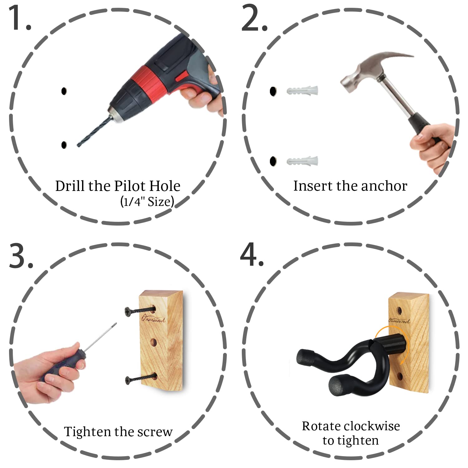 Guitar Wall Mount 2 Pack, Ash Hardwood Guitar Hanger, U-Shaped Guitar Wall Hanger Mount, Guitar Holder Hook Stand Wall for Acous