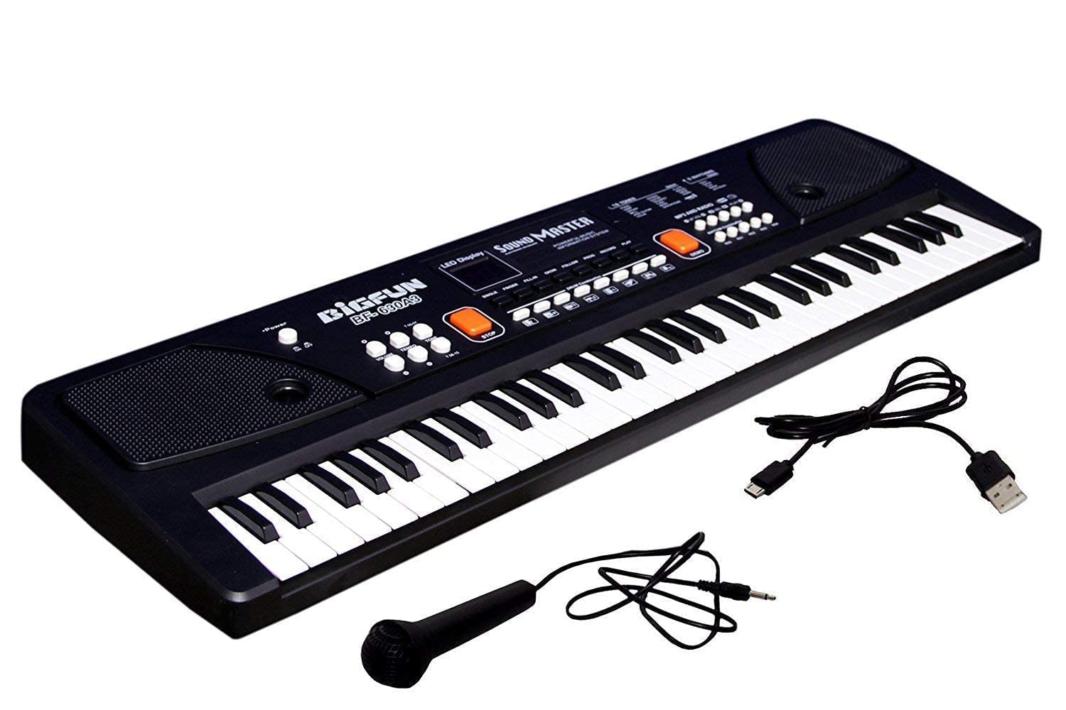 Fortbois Electronic Digital Piano Keyboard 61 Keys- Multi-Function Portable Piano Keyboard With Led Display Microphone And Usb C
