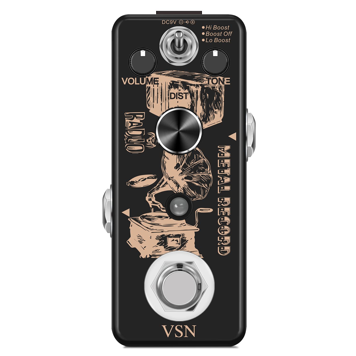 VSN Metal Distortion Pedal for Electric Guitars, 3 Working Modes, Warm Smooth Wide Range of Vintage Distortion Sound, Mini Effec