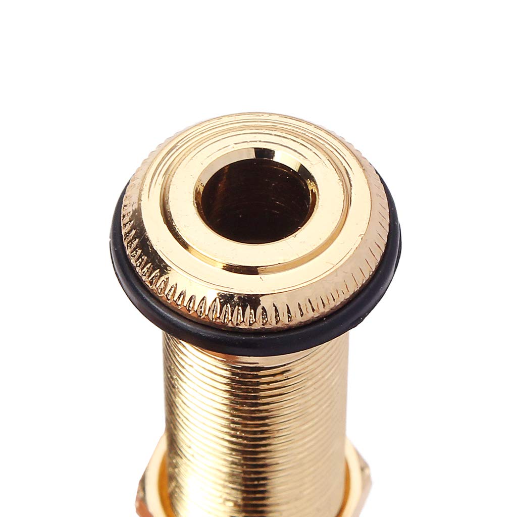 Ogdni Electric Guitar Bass 1/4Inch Barrel Jack Cylinder Input/Output Mono Active Long Threaded Jack Socket Guitar Parts & Access