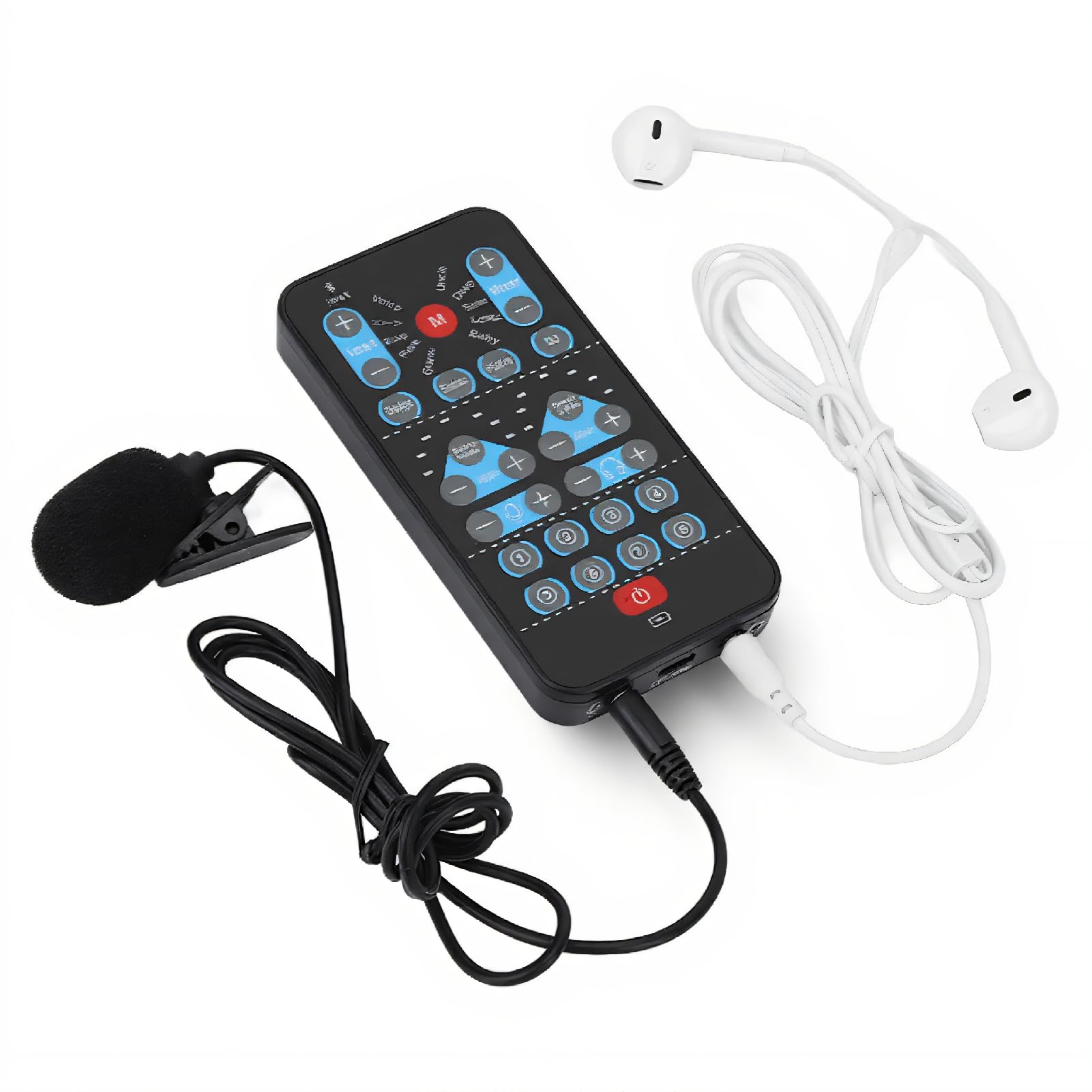 Ashata Live Sound Card Voice Changer,Handheld Sound Card Mini Voice Changer Device 8 Fixed Sound Effects Plug And Play,Gaming Re