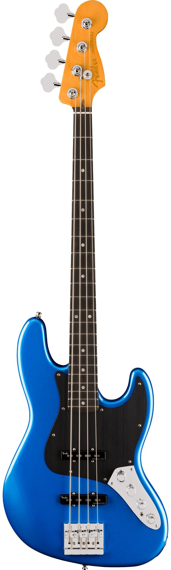Fender American Ultra II Jazz Bass - Noble Blue Bundle with Case, Strap, Cable, Hat, and Guitar Cleaning Kit