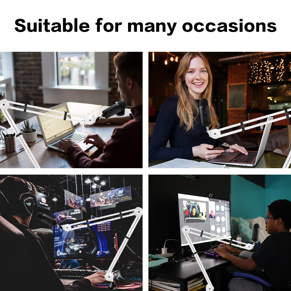 BOMGE Microphone Boom Arm Mic Stand Adjustable Clip Studio Suspension Scissor Arm Mount for Blue Snowball, ICE, Blue Yeti,Radio