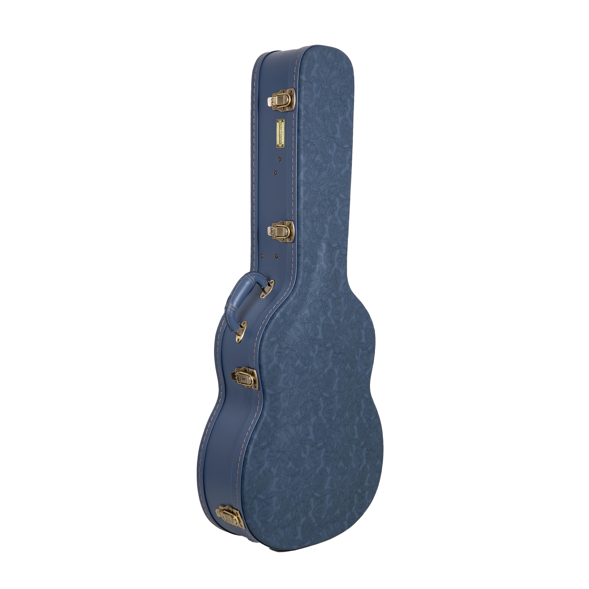 Crossrock Relief Series Classical Guitar Case for 4/4 Nylon-String | Carved Smoke Blue Finish, Monochrome Blue Velvet Interior,
