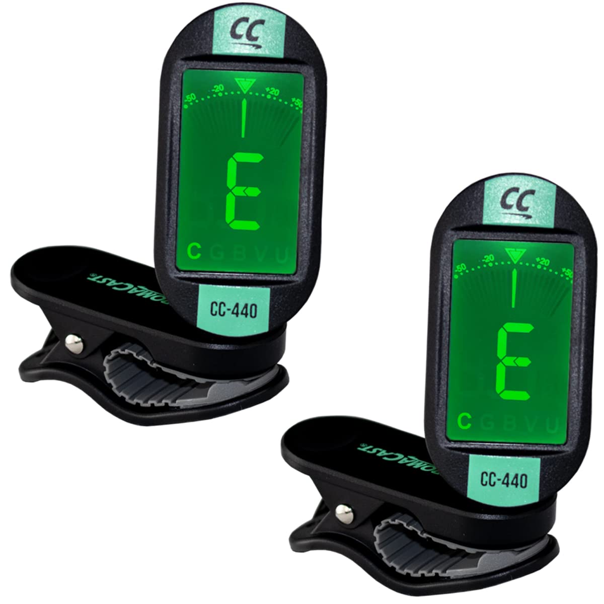 Chromacast Cc-440 Clip On Chromatic Tuner, Surf Green, Pack Of 2 (Cc-440-Sgr-2Pk)