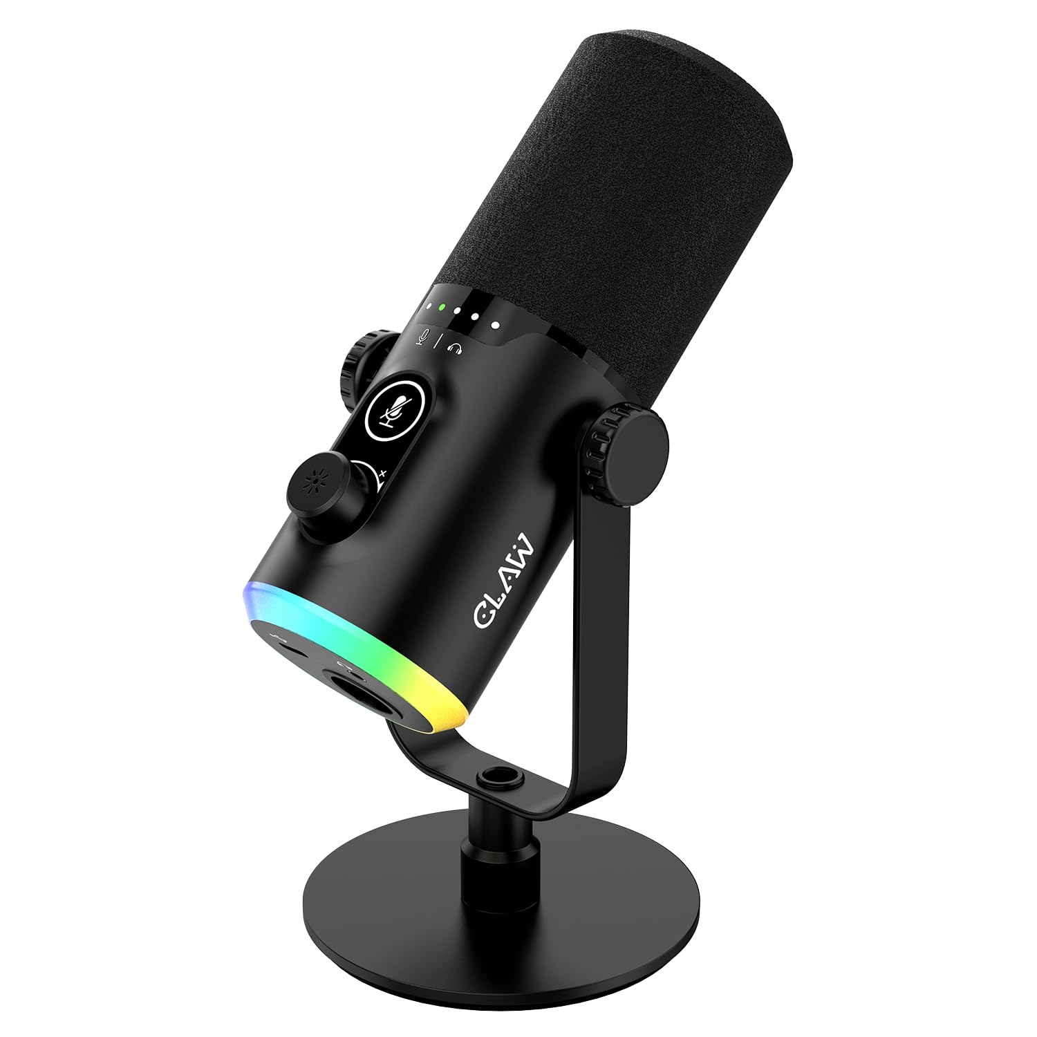 Claw Gm43 Dynamic Rgb Gaming Mic With Touch Mute, Usb/Xlr Output, Cardioid, Gain Knob, Headphone Monitoring, Pop Filter For Stre