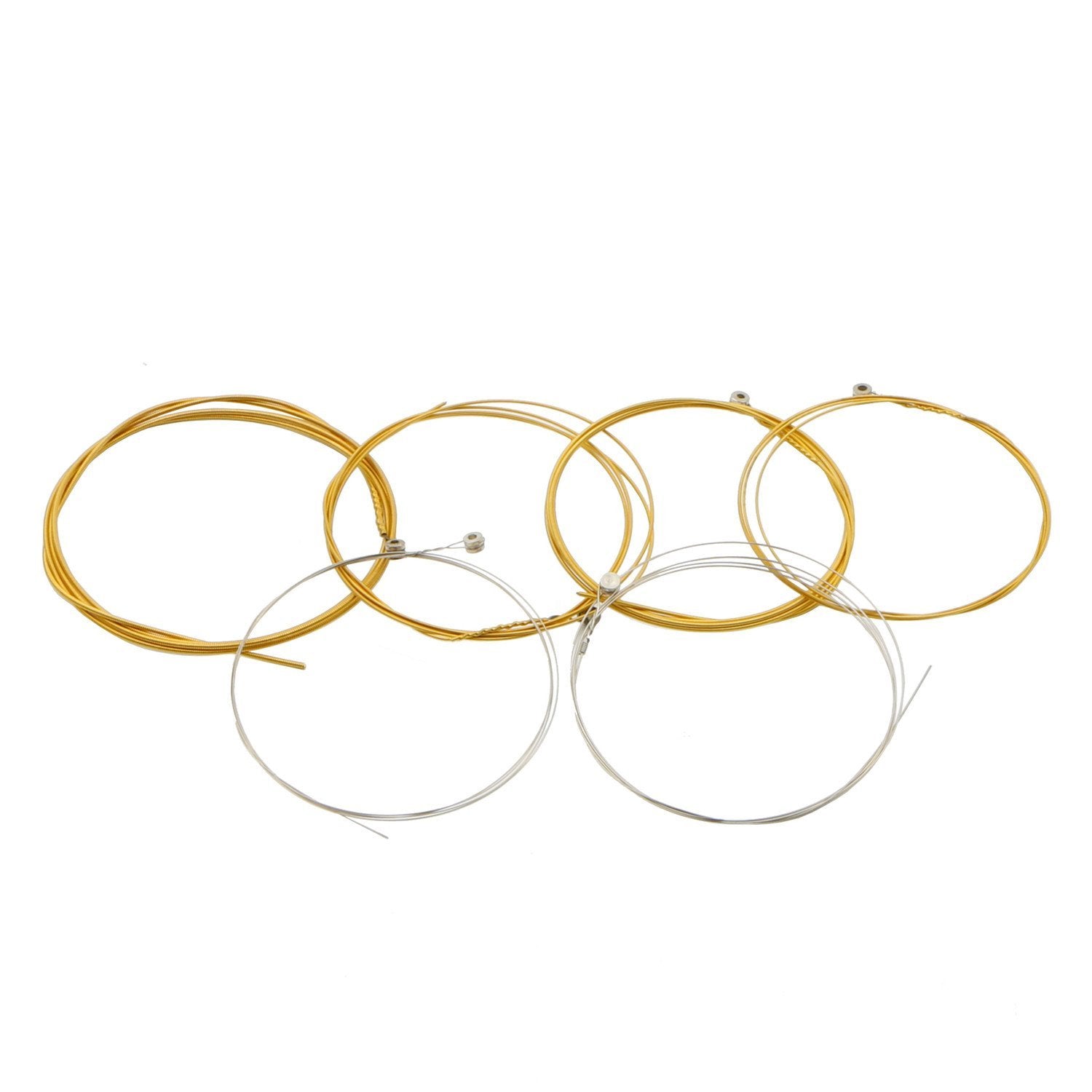 Acoustic Guitar Strings Nickel Alloy Strings Set, 6 Guitar Stings, E-010, B-013, G-023, D-030, A-036, E-046, Clear And Gold