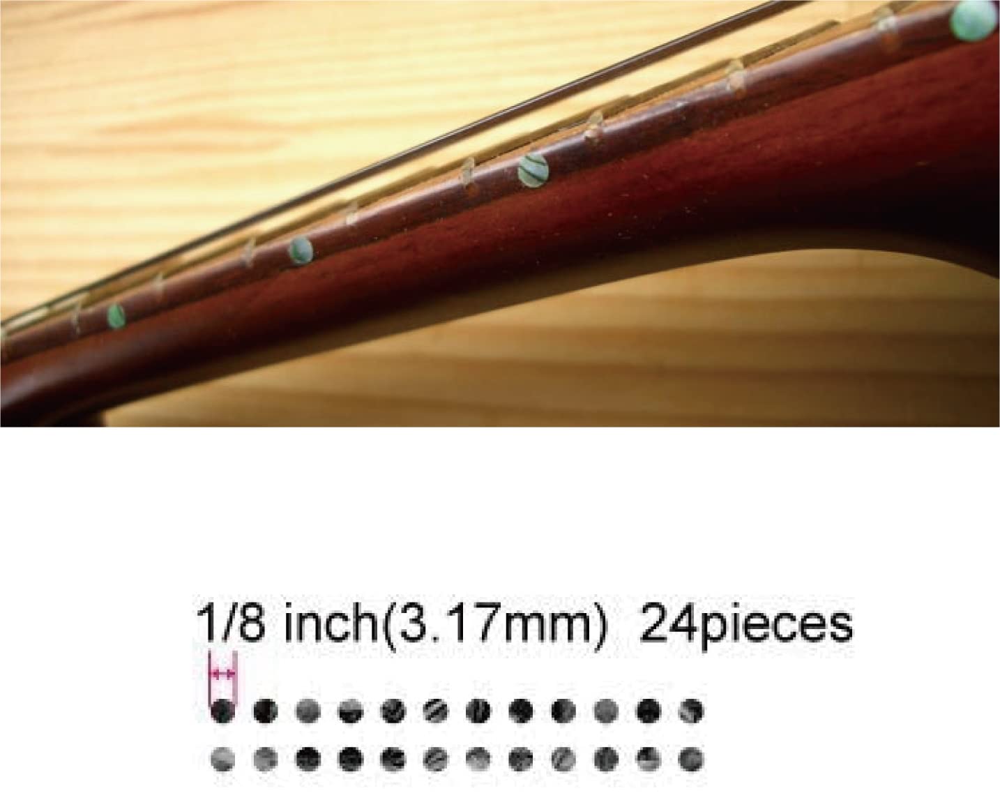 Inlay Sticker Fret Markers for Guitars & Bass - 1/8'' Small Side Marker Dots - Abalone Green