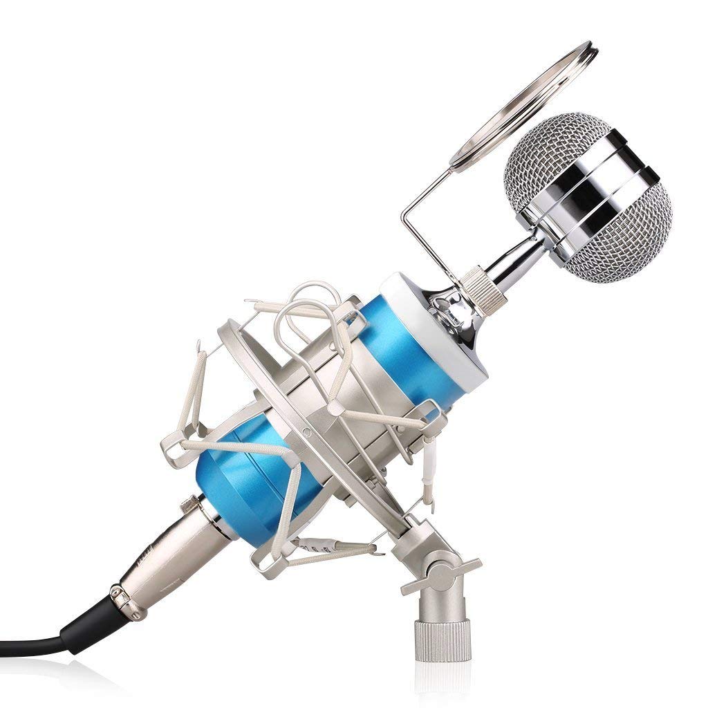 Powerpak Bm 8000 Blue Condenser Sound Studio Recording Broadcasting Microphone (Requires Phantom Power Or Sound Card)