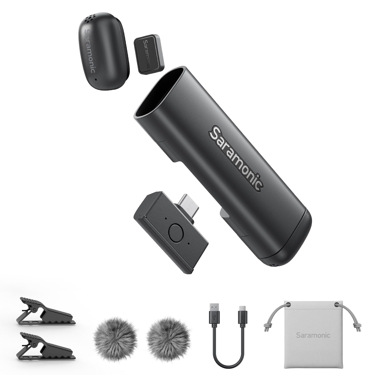 Saramonic Air SE Wireless Mini Microphone for iPhone 17/16/15 & Android, 48kHz/24-bit, AI Noise Cancellation, Clip on Content Cr
