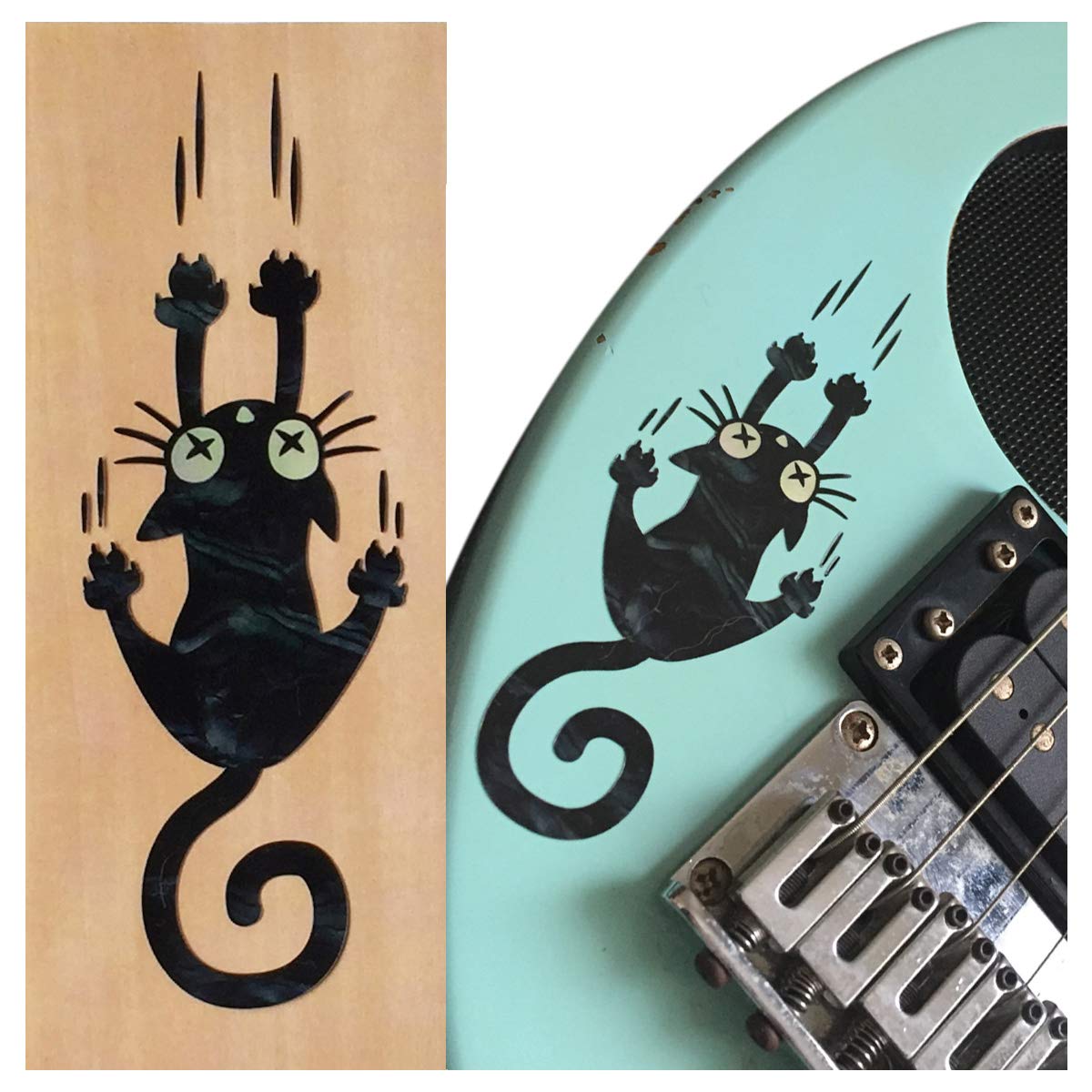 Inlaystickers Inlay Cat Guitar and Bass Musical Instruments Sticker/Decal (B-300RC-BP)
