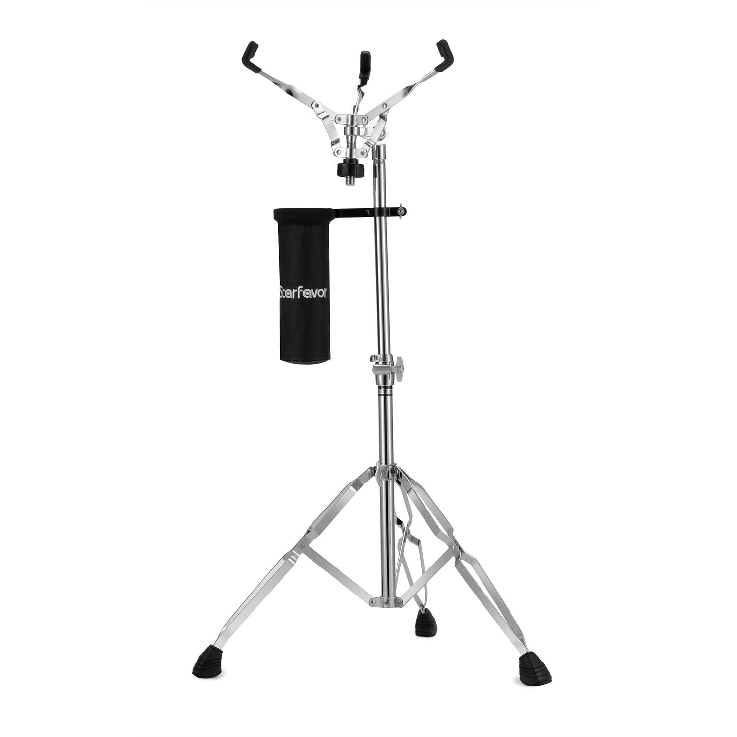 Starfavor Concert Snare Drum Stand with Drum Sticks Holder, Double Braced Adjustable Extended Height 31.5-47 Practice Pad Stand 