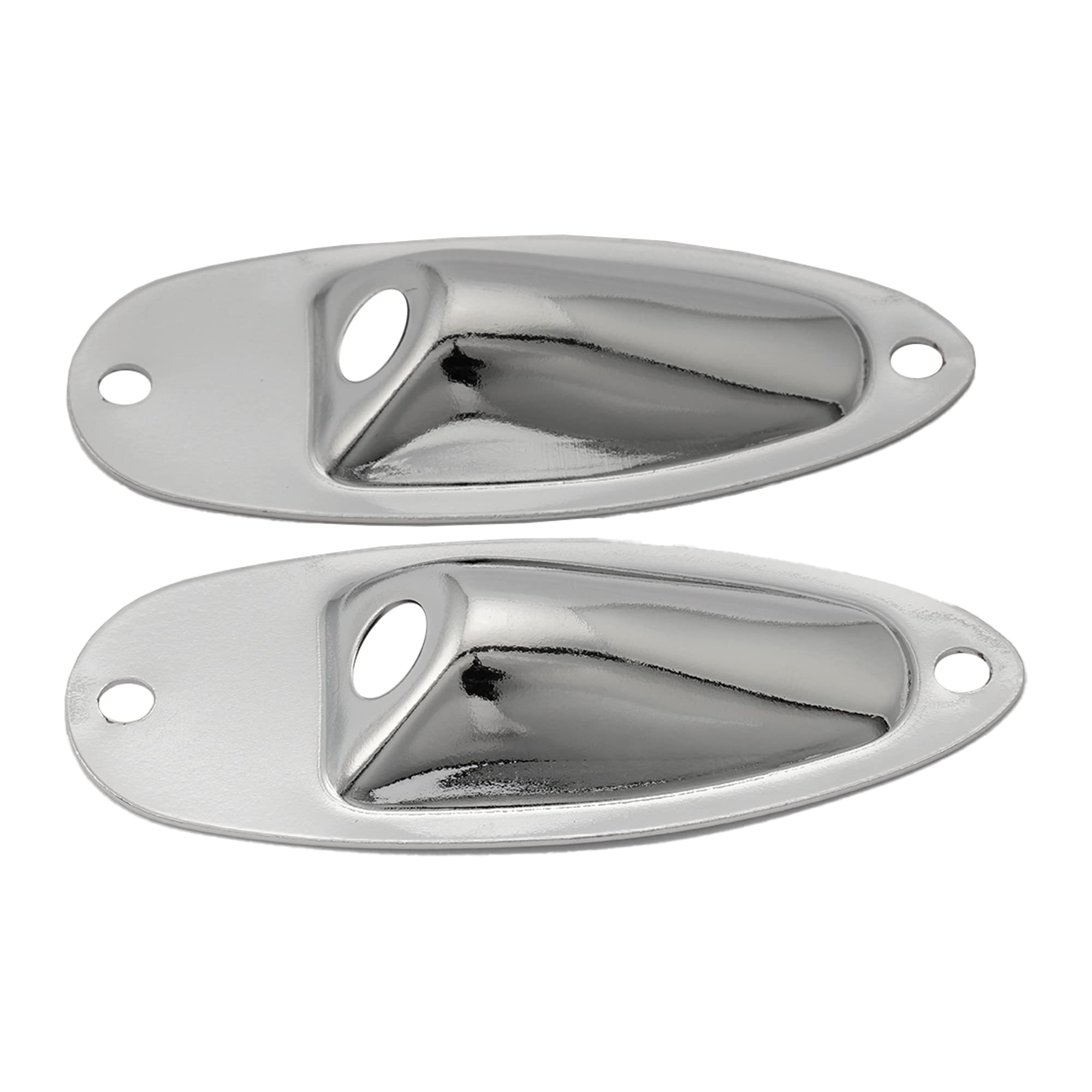 Musiclily Boat Style Strat Jack Plate for Fender Stratocaster Electric Guitar Replacement, Chrome(Pack of 2)