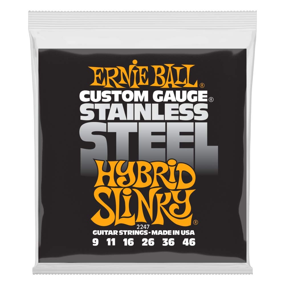 Ernie Ball Hybrid Slinky Stainless Steel Electric Guitar Strings, 9-46 Gauge (P02247)