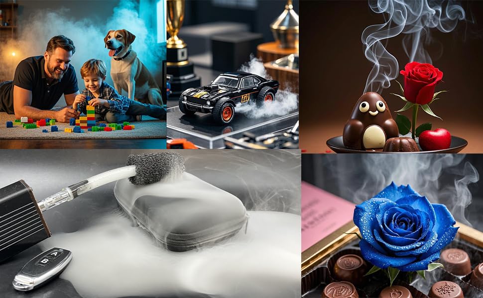 Mini Fog Machine,Smoke Machine for Outdoor Events DJ Parties Photography,Indoor Stage Effects,Halloween (Square black)