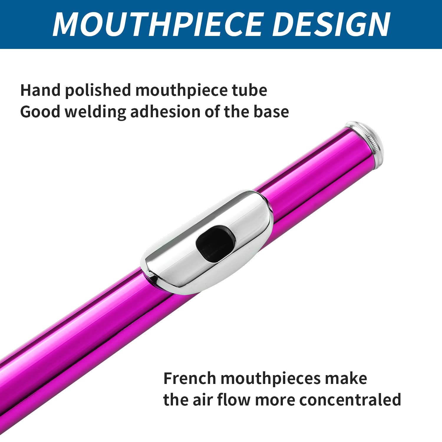 LeSage Flutes Closed Hole 16 Key Pink C Flute for Kids Beginner Starter Student with Flute Case Maintenance Kit Cleaning Cloth F