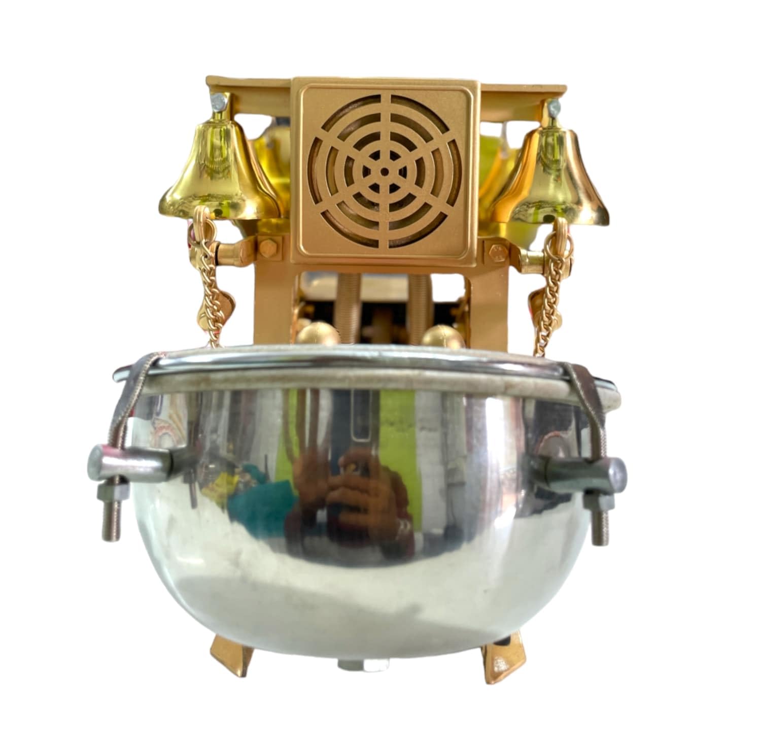 Fully Electric Arti Machine Nagara For Home Temple Copper 2 Pooja Bell Dholak And Sankh Speaker For Pooja Atri Machine With Drum