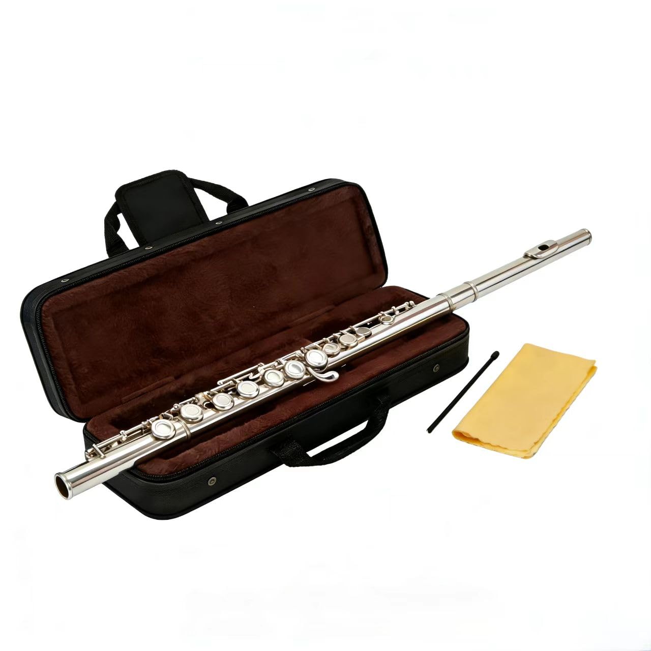 C Flute 16 Key Closed Hole - Beginner Flute to Professional Concert Flute | Nickel/Silver Plated Flute Instrument with Cleaning 