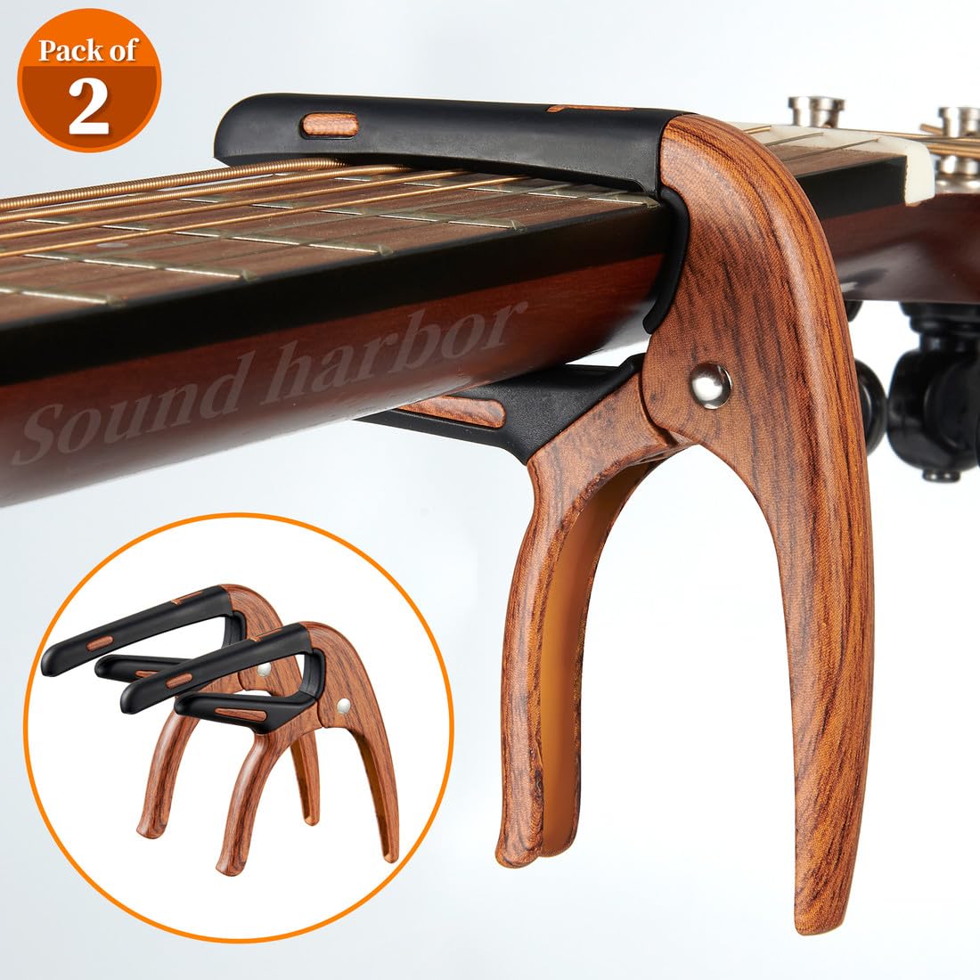 Guitar Capo for Acoustic and Electric 6 String Guitars (2 Pack Roswood Capo)