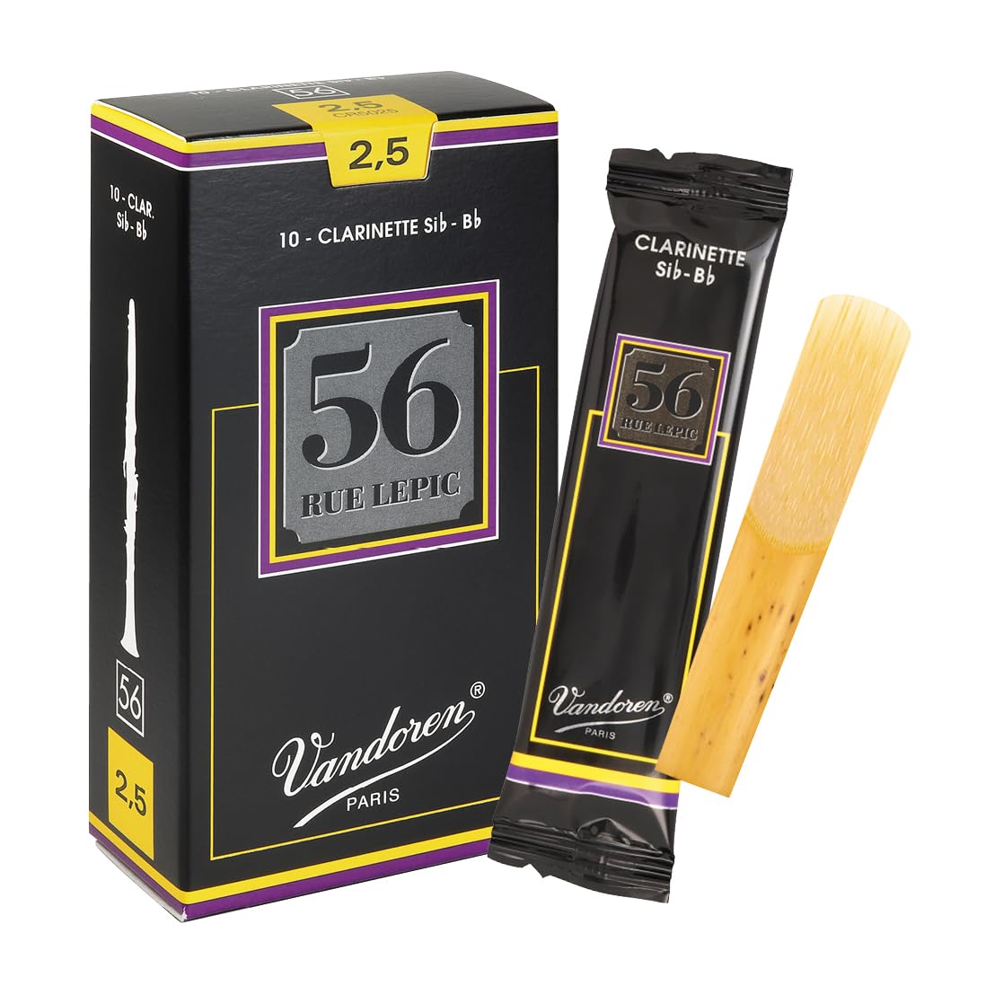 Vandoren CR5025 Bb Clarinet 56 Rue Lepic Reeds Strength 2.5; Box of 10