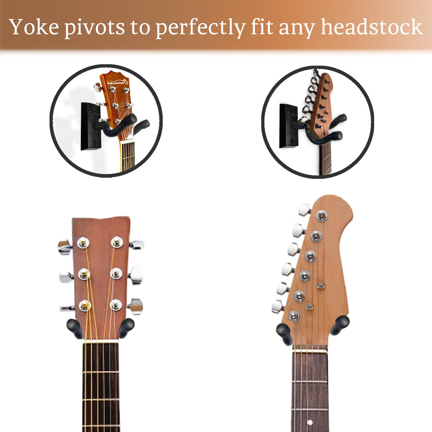 Onmiwod Guitar Wall Mount 3 Pack, Real Hardwood Guitar Hanger, U-Shaped Guitar Wall Hanger Mount, Guitar Holder Hook Stand Wall