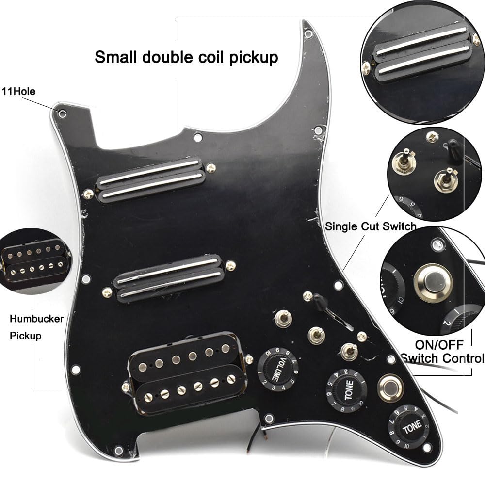 Humbucker Electric Guitar Pickguard Pickup with Singlecut Wiring Loaded Prewired Pickguard SSH Guitar Pickguard Swith Control Sc