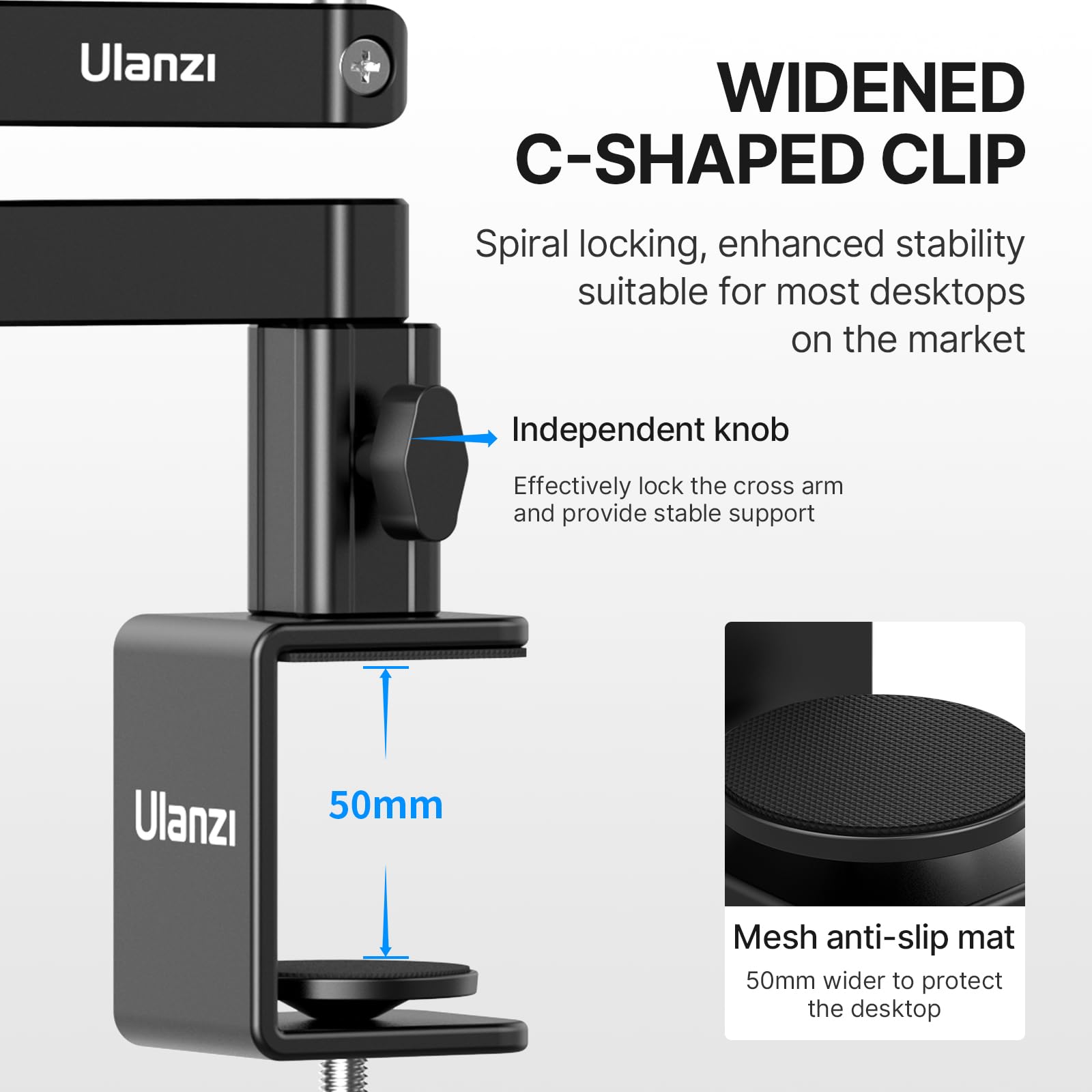 Upgrade ULANZI LS26 Low Profile Mic Arm, Aluminum 360 Rotatable Foldable Microphone Low Arm Desk Mount for Podcast/Streaming/Gam