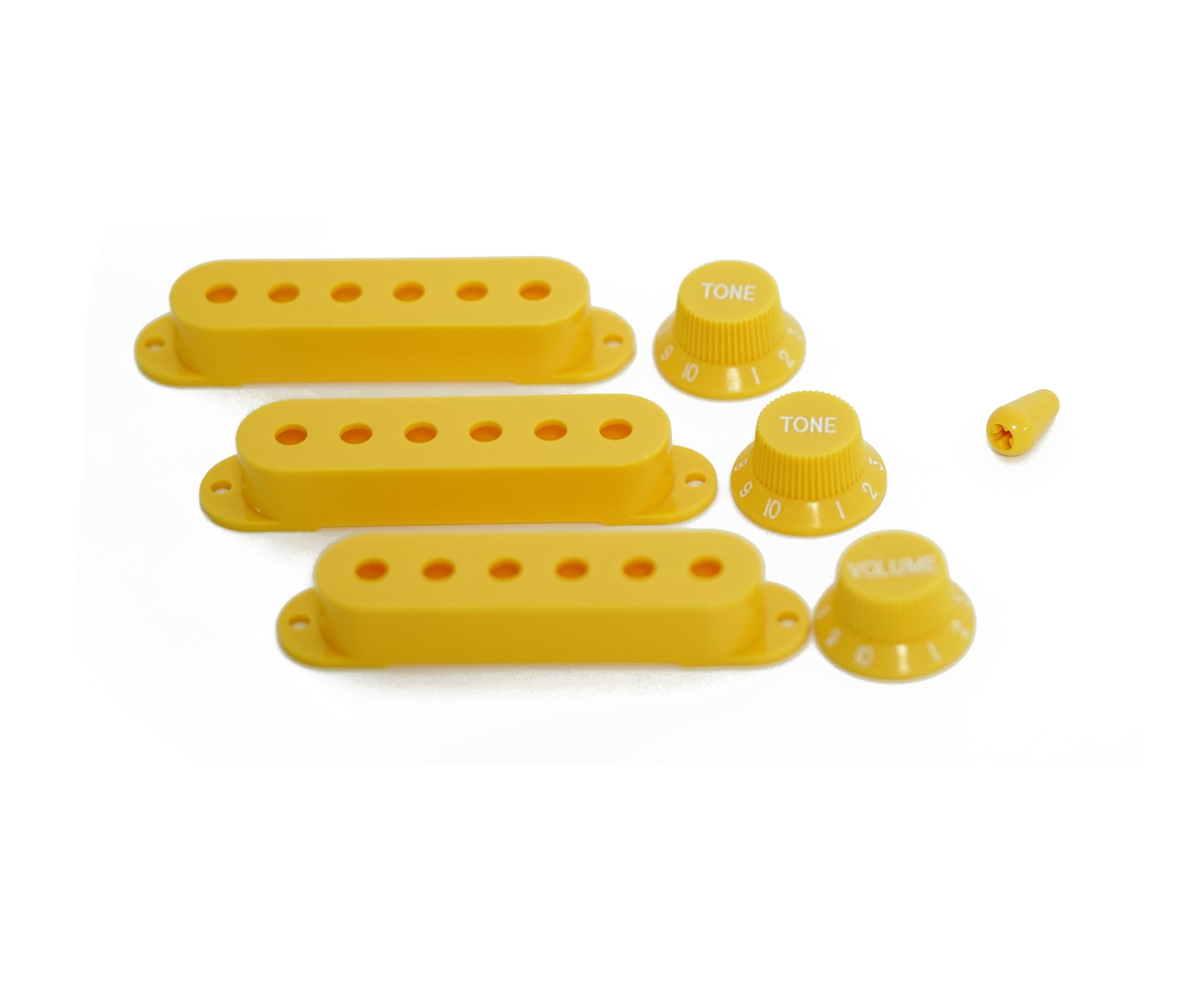 Guyker 3Pcs Plastic Guitars Single Coil Pickup Covers (52Mm Pole Spacing) & 1 Volume 2 Tone 1V2T Switch Knobs & Switch Tip Cap P