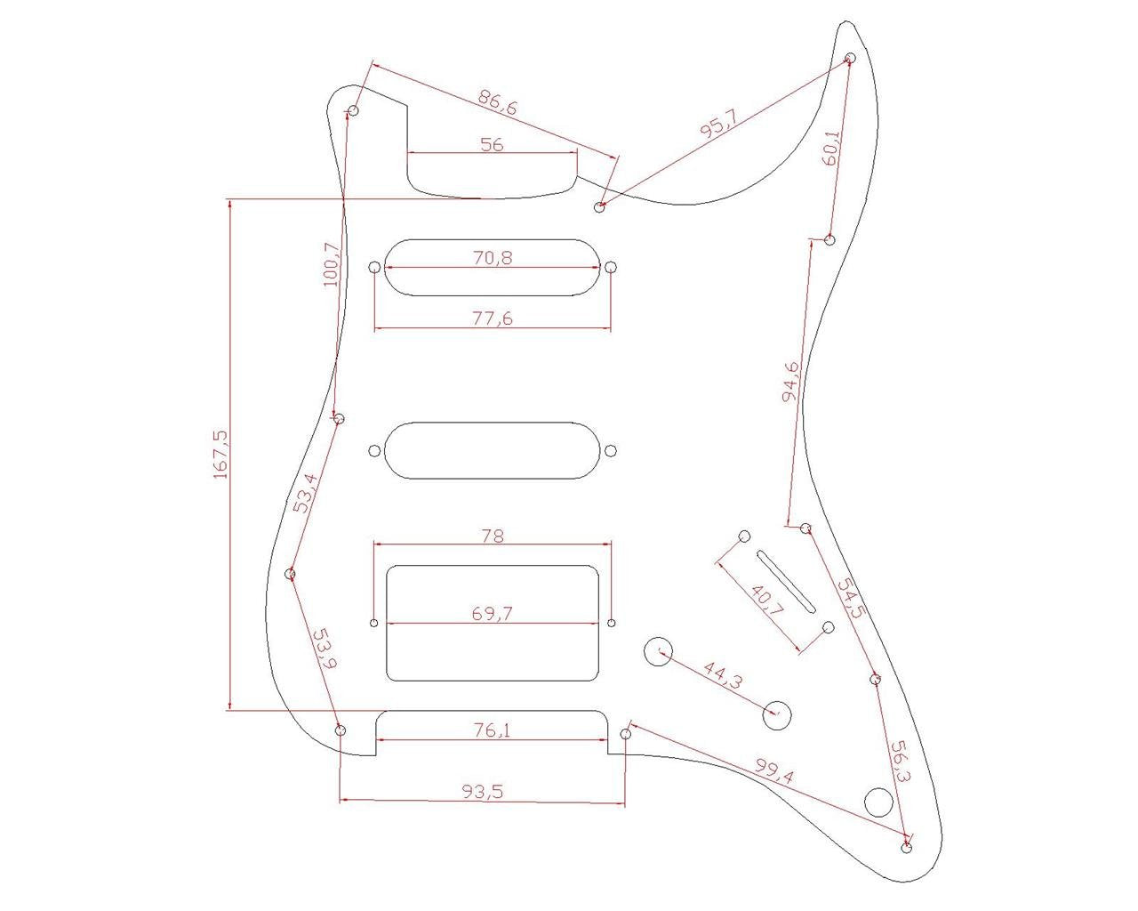 KAISH 11 Hole ST/Strat Style Pickguard HSS Pick Guard with ST Back Plate Tremolo Trem Cover for Stratocaster/Strat Made in USA/M