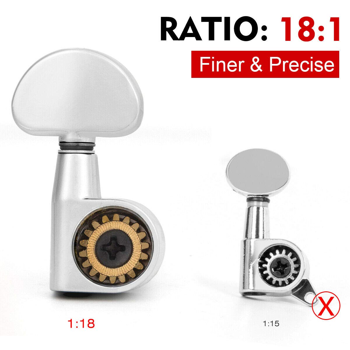 Zcloud Goods Guitar Tuning Pegs GTPChrom 3+3 Chrome Finish