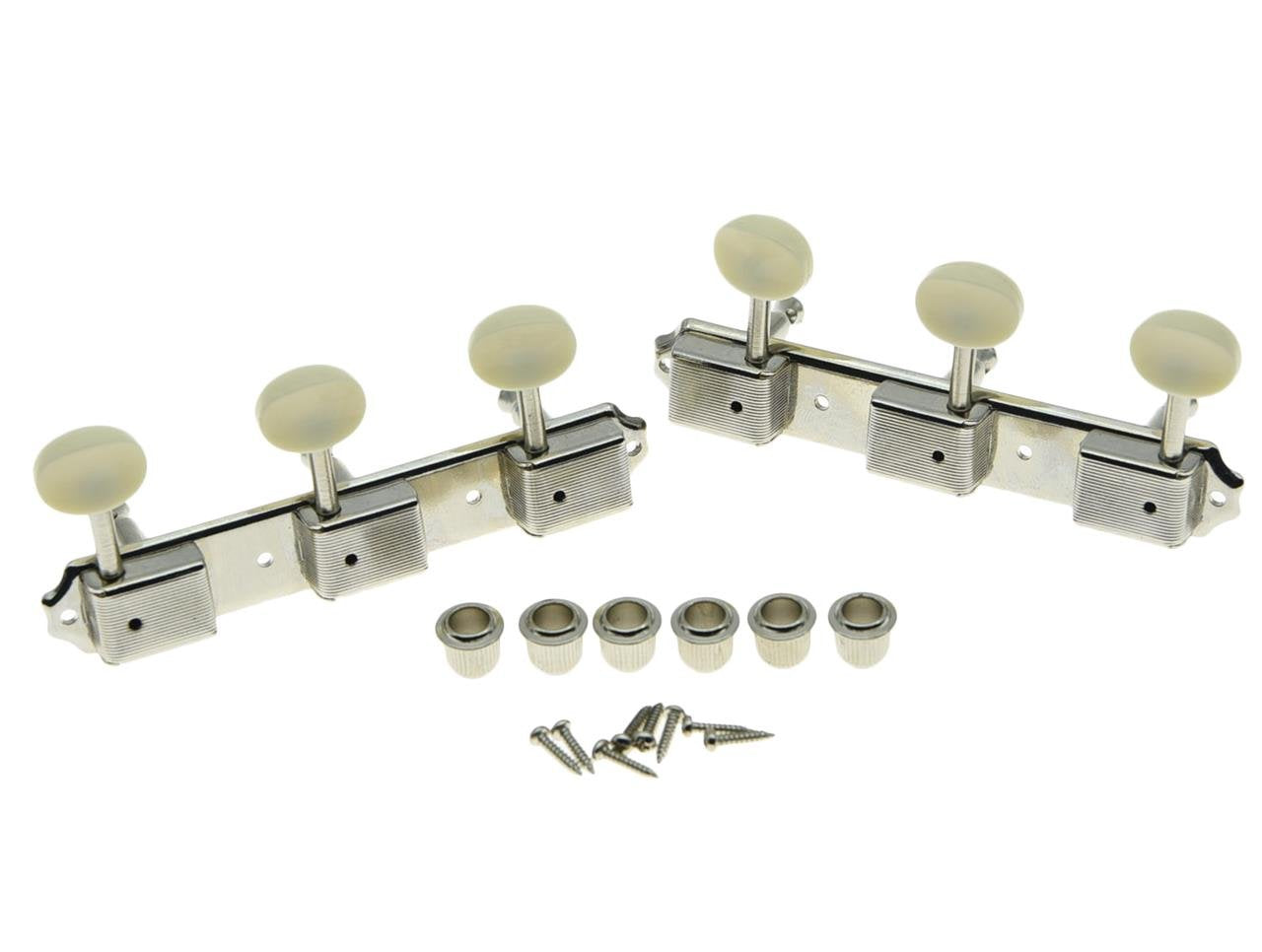 Dopro Nickel W/Aged White 3 Per Side 3X3 On A Plate Vintage Guitar Tuning Keys For Epiphone Lp Jr