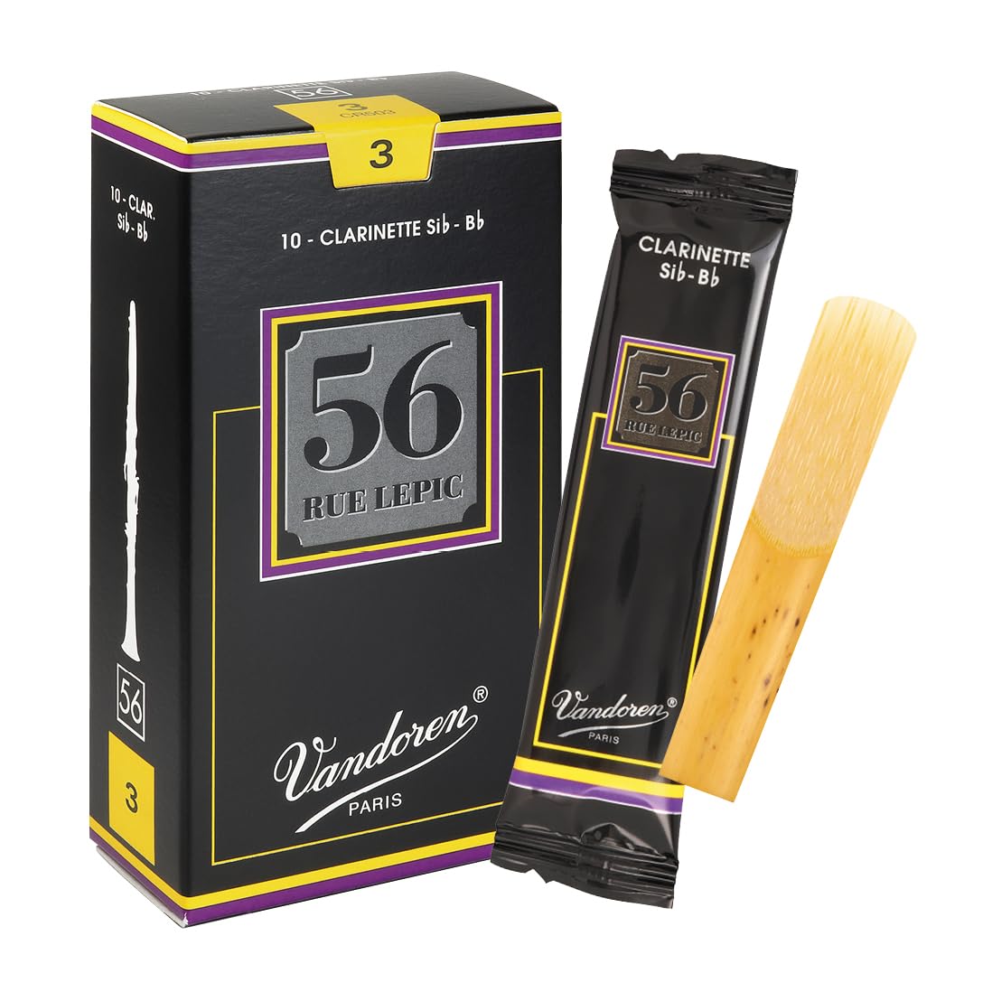 Vandoren CR503 Bb Clarinet 56 Rue Lepic Reeds Strength 3; Box of 10