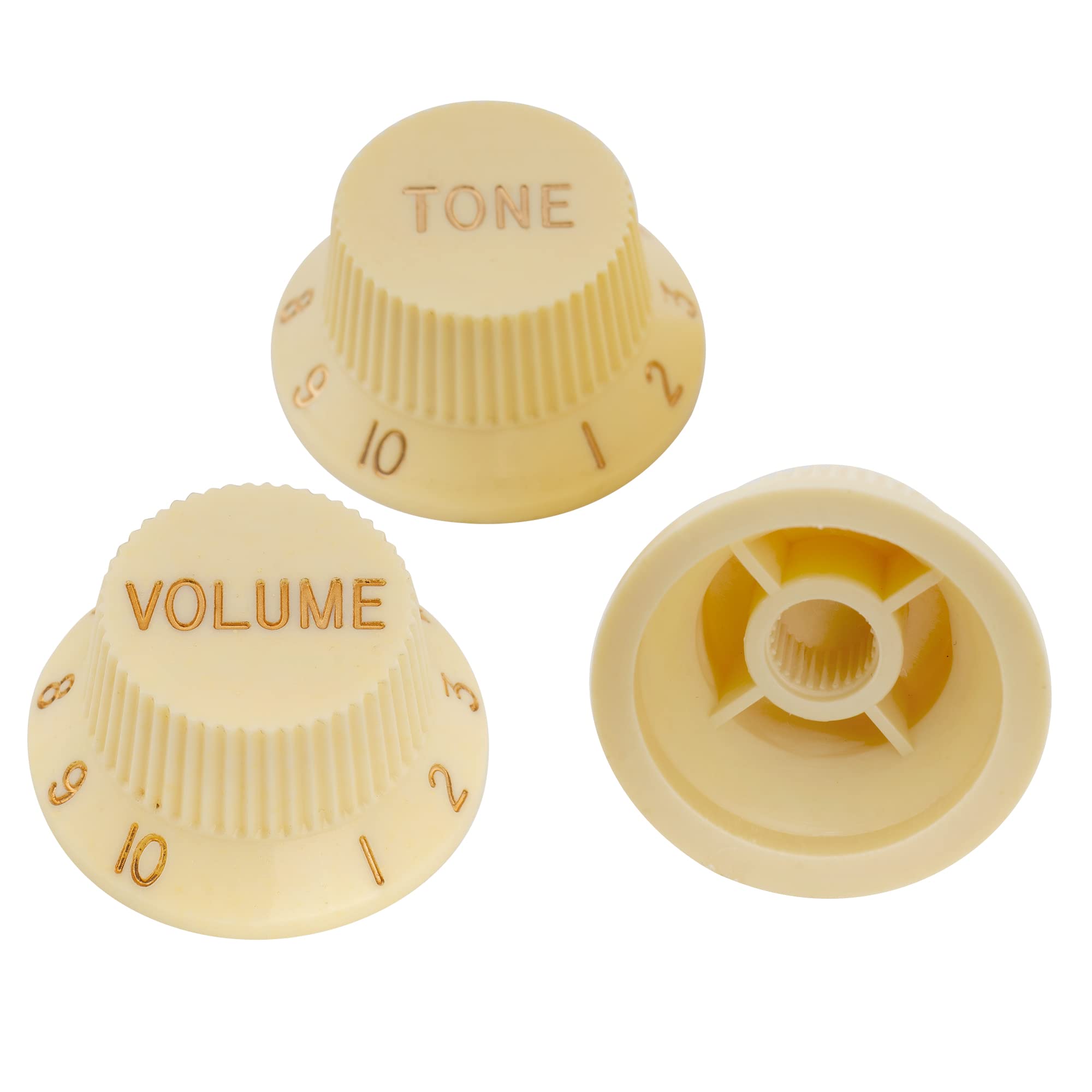 Musiclily Pro Imperial Inch Size 1 Volume 2 Tone Stratocaster Knobs Set for USA Made Strat Style Electric Guitar, Cream