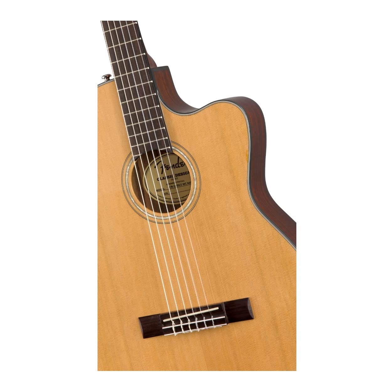 Fender CN-140SCE Thinline Concert Nylon String Acoustic Guitar, with 2-Year Warranty, Natural, with Case