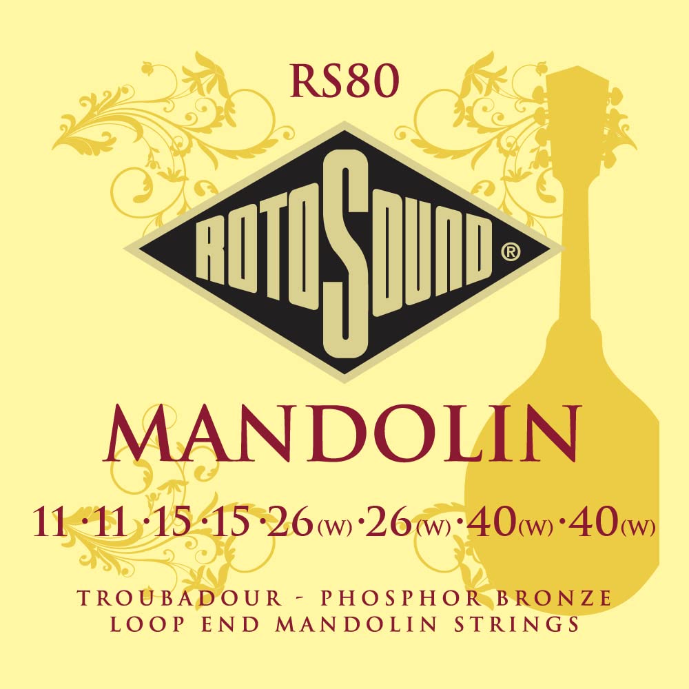 Rotosound RS80 Troubadour Phosphor Bronze Loop End 8 String Mandolin Strings