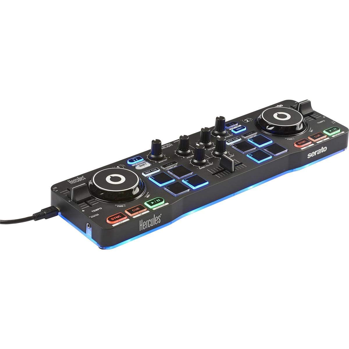 Hercules DJ DJControl Starlight | Pocket USB DJ Controller with Serato DJ Lite, Touch-Sensitive Jog Wheels, Built-in Sound Card 