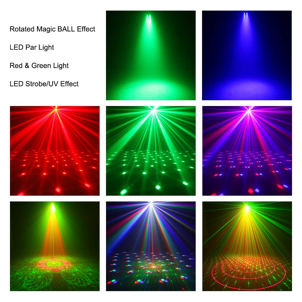 Stage Lights DJ Lights, WorldLite LED Effect Light 5 in 1 with Magic Ball, LED Par Pattern Lights and LED Strobe/UV, Great for S