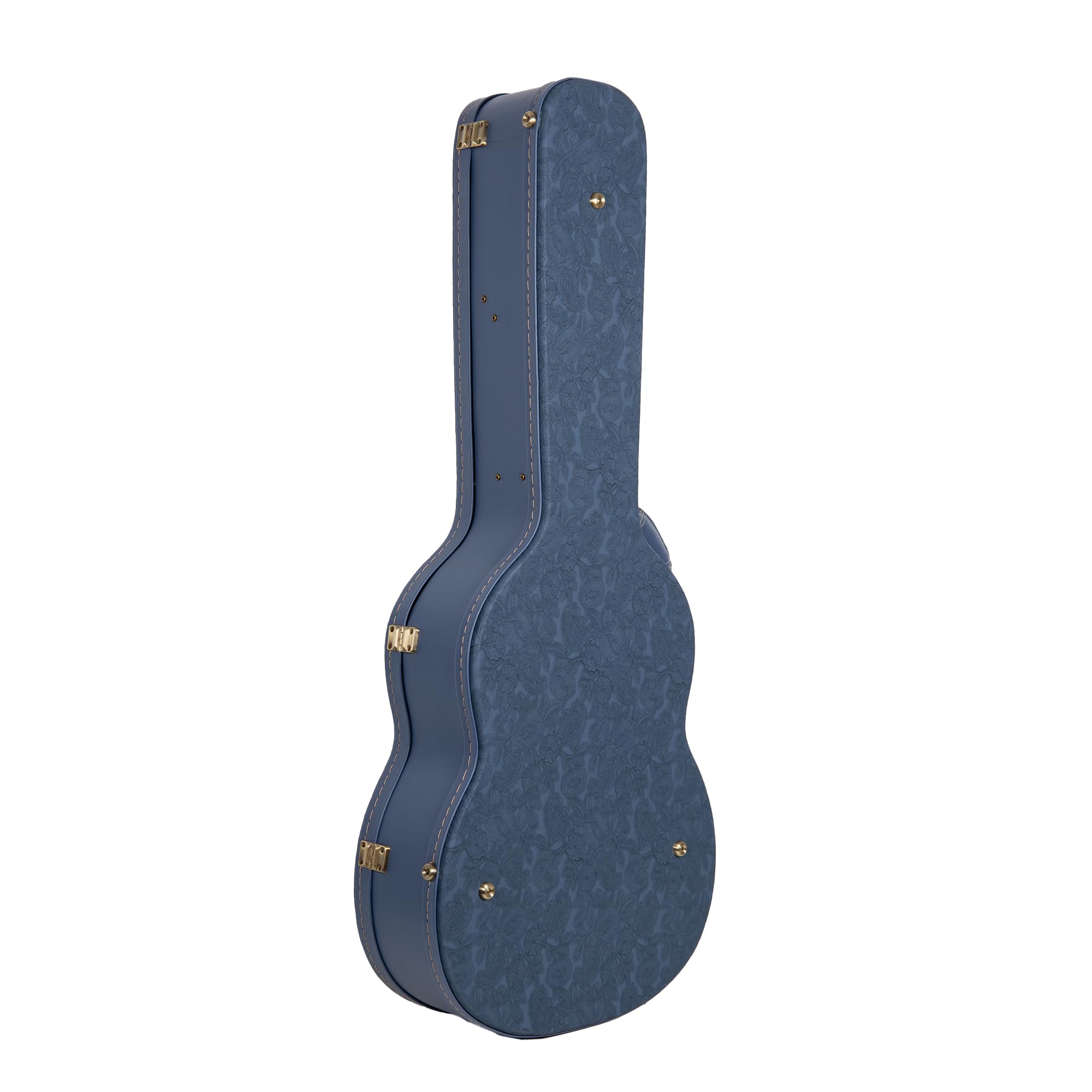 Crossrock Relief Series Classical Guitar Case for 4/4 Nylon-String | Carved Smoke Blue Finish, Monochrome Blue Velvet Interior,