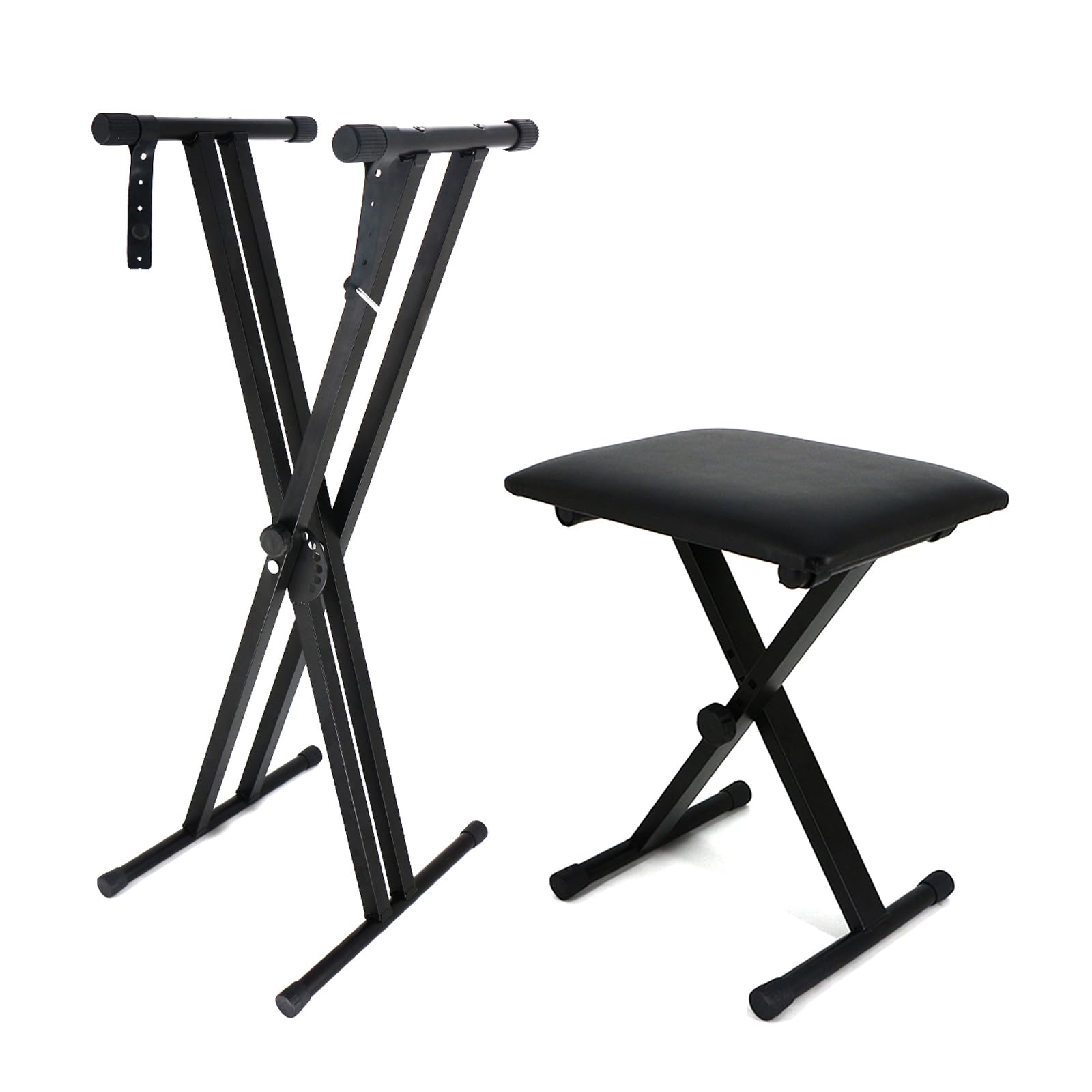 Imseigo Keyboard & Bench Set Sturdy Double-X Keyboard Stand Portable Adjustable Digital Piano Stand with Locking Straps, Keyboar
