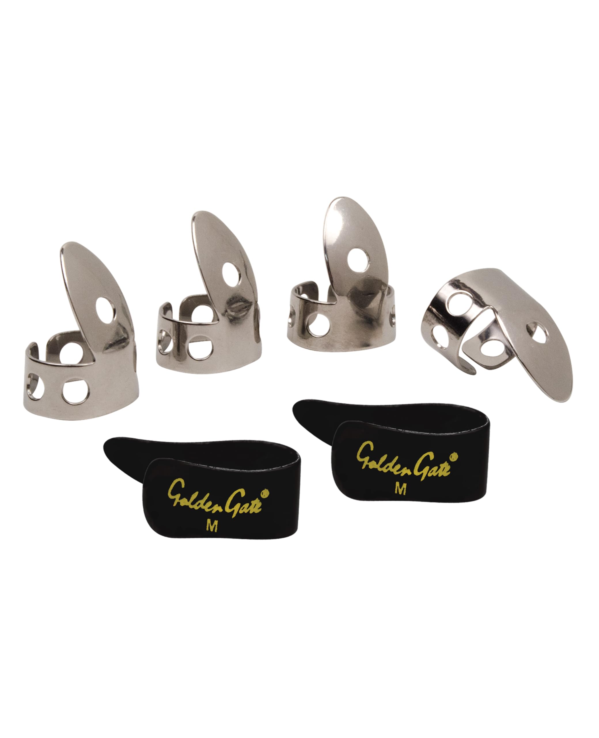 Golden Gate Gp1-3B Thumb & Finger Pick Pack - Stainless Steel/Black - Medium