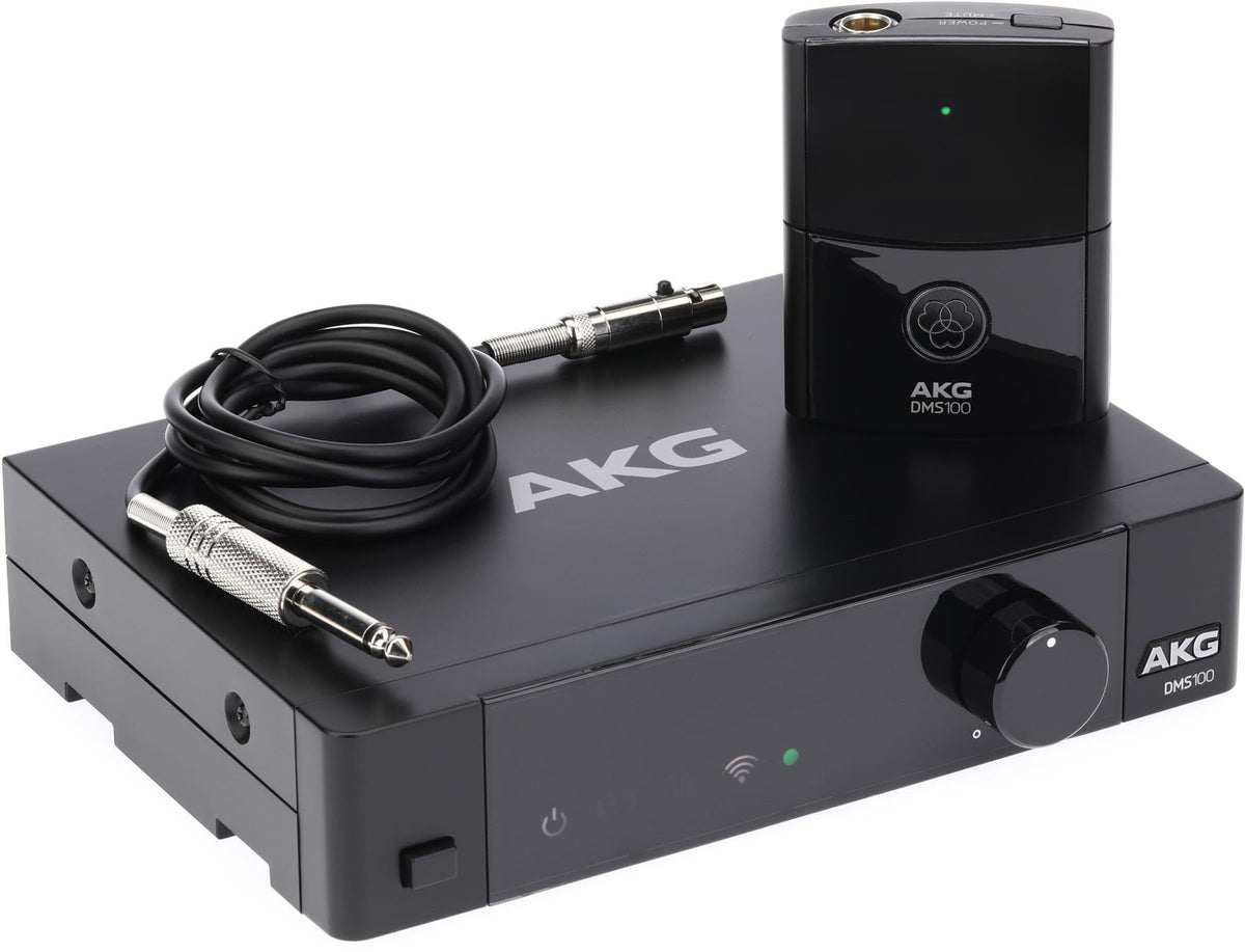 Akg Pro Audio Dms100 Digital Wireless Instrument System With Sr100 Stationary Receiver And Pt100 Beltpack Transmitter, Black