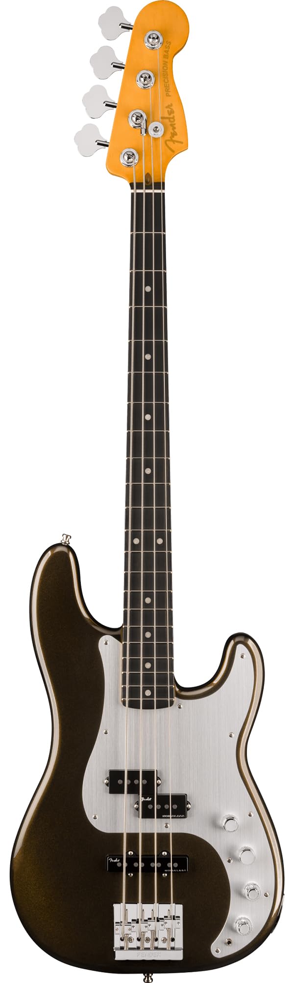 Fender American Ultra II Precision Bass - Texas Tea Bundle with Case, Strap, Cable, Hat, and Guitar Cleaning Kit