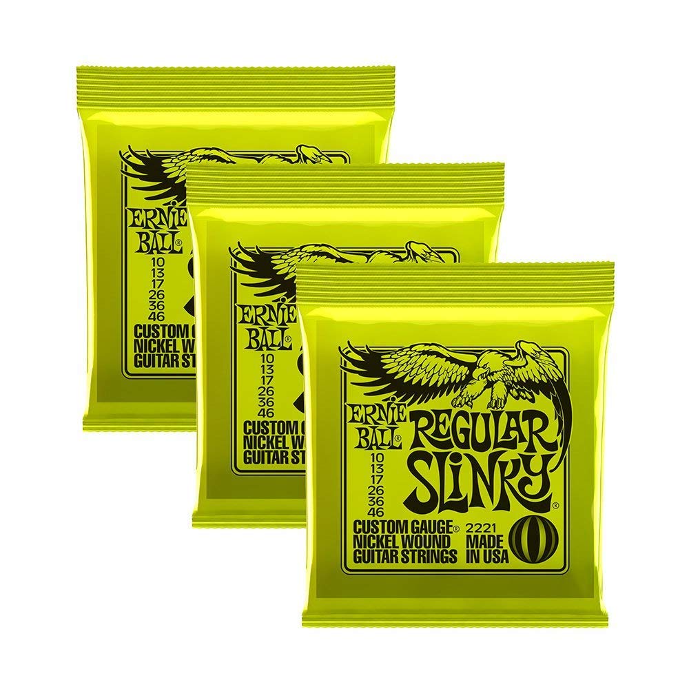 Ernie Ball Regular Slinky Custom Gauge Nickel Wound Guitar String - Set.010 - .046 (3 Pack)