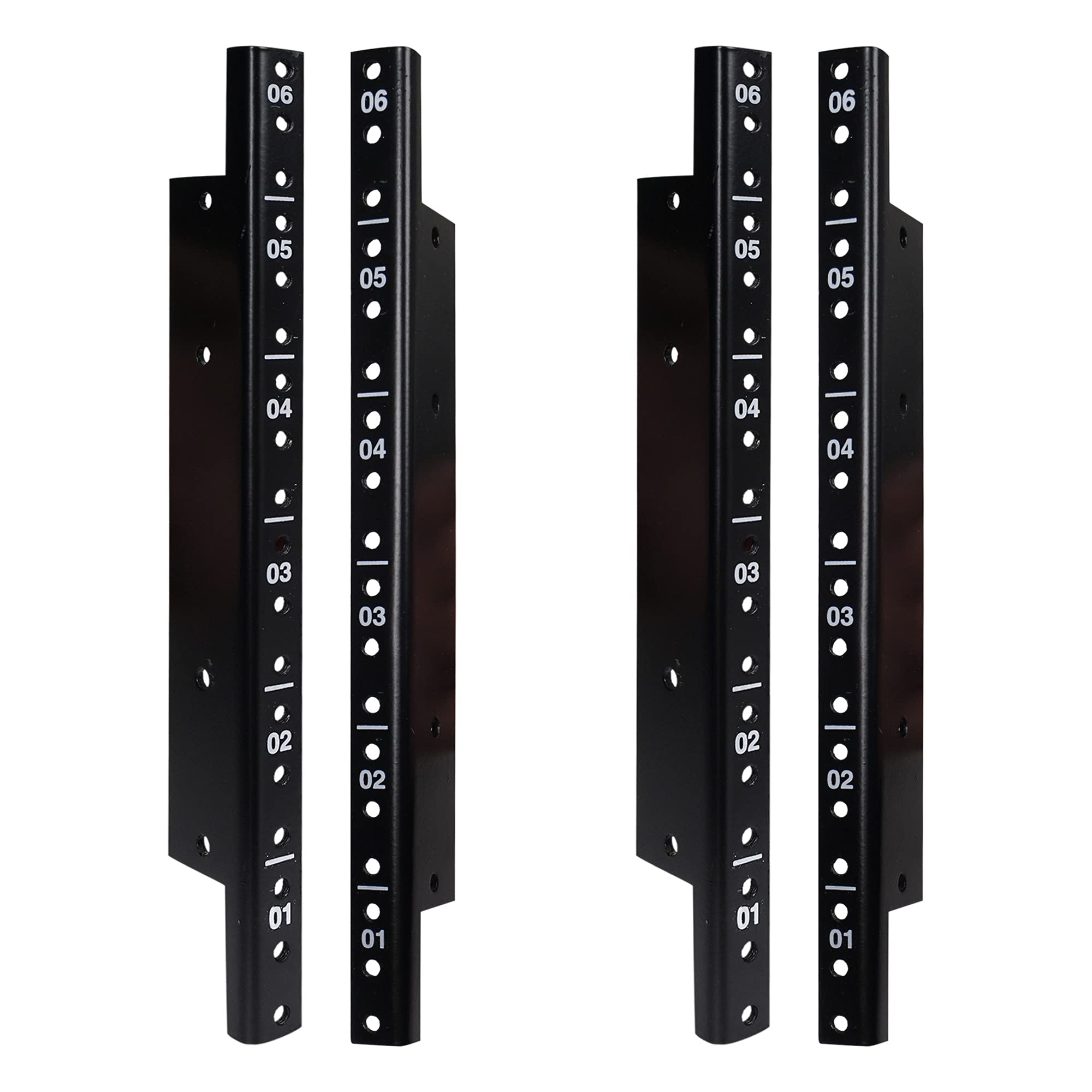 Sound Town 4-Pack 6U Steel Rack Rails with Black Powder Coated Finish and Screws (ST-RR-06UX2)