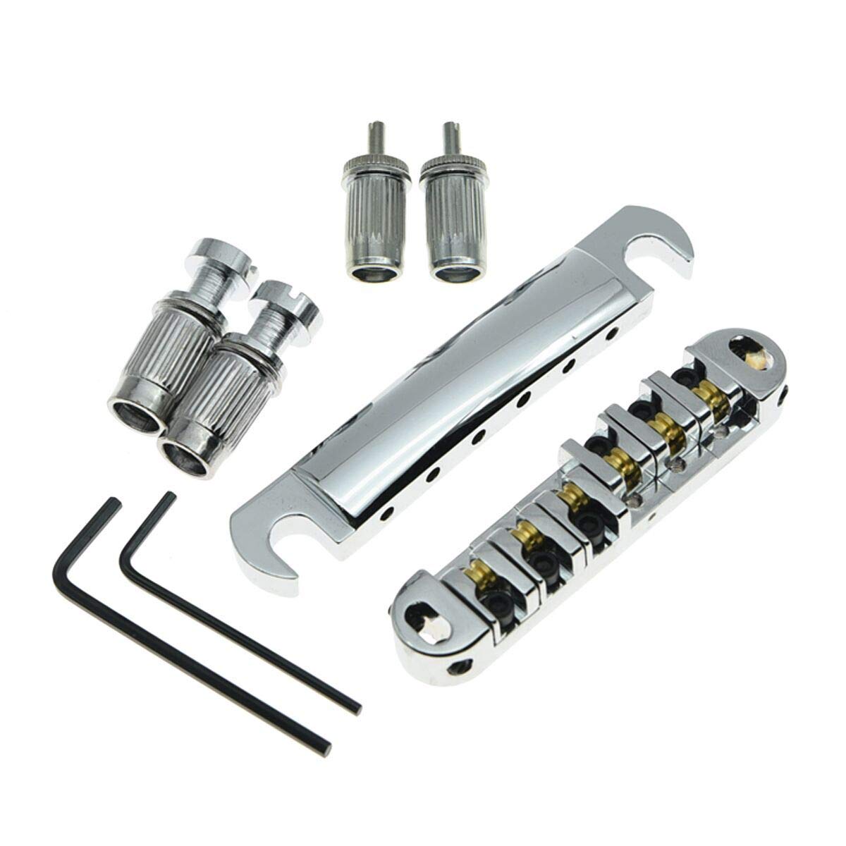 Kaish Lp Tune-O-Matic Roller Saddle Bridge Tailpiece Stopbar Set For Les Paul Chrome