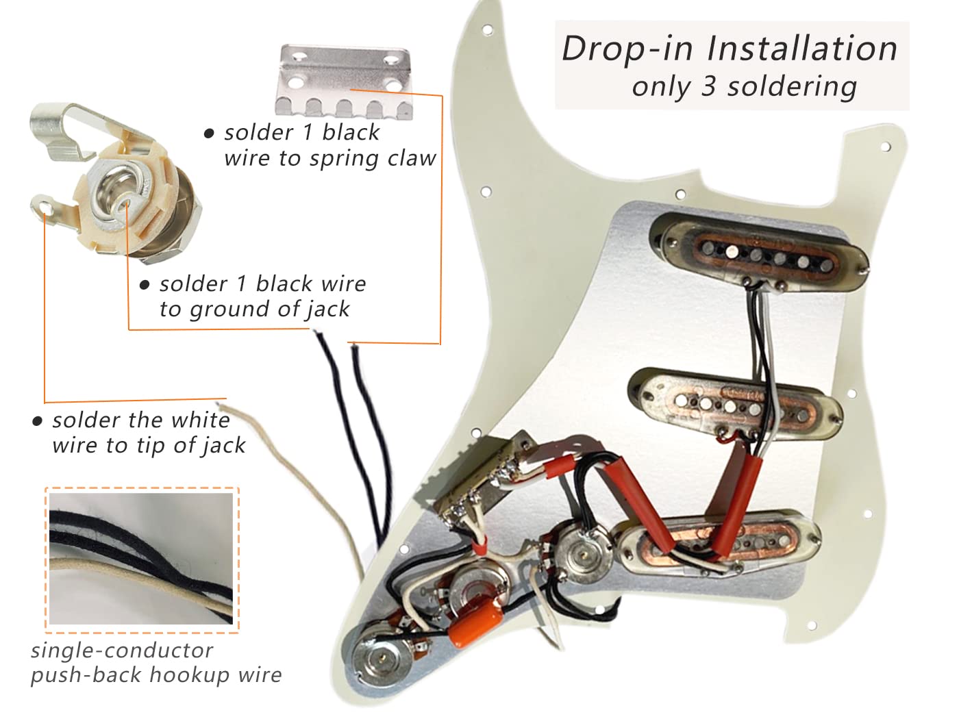 LAMSAM Prewired 6 String Electric Guitar Pickguard Loaded Modern Tone Single Coil Pickups, Pick Guards Wired Alnico 5 SSS Pickup