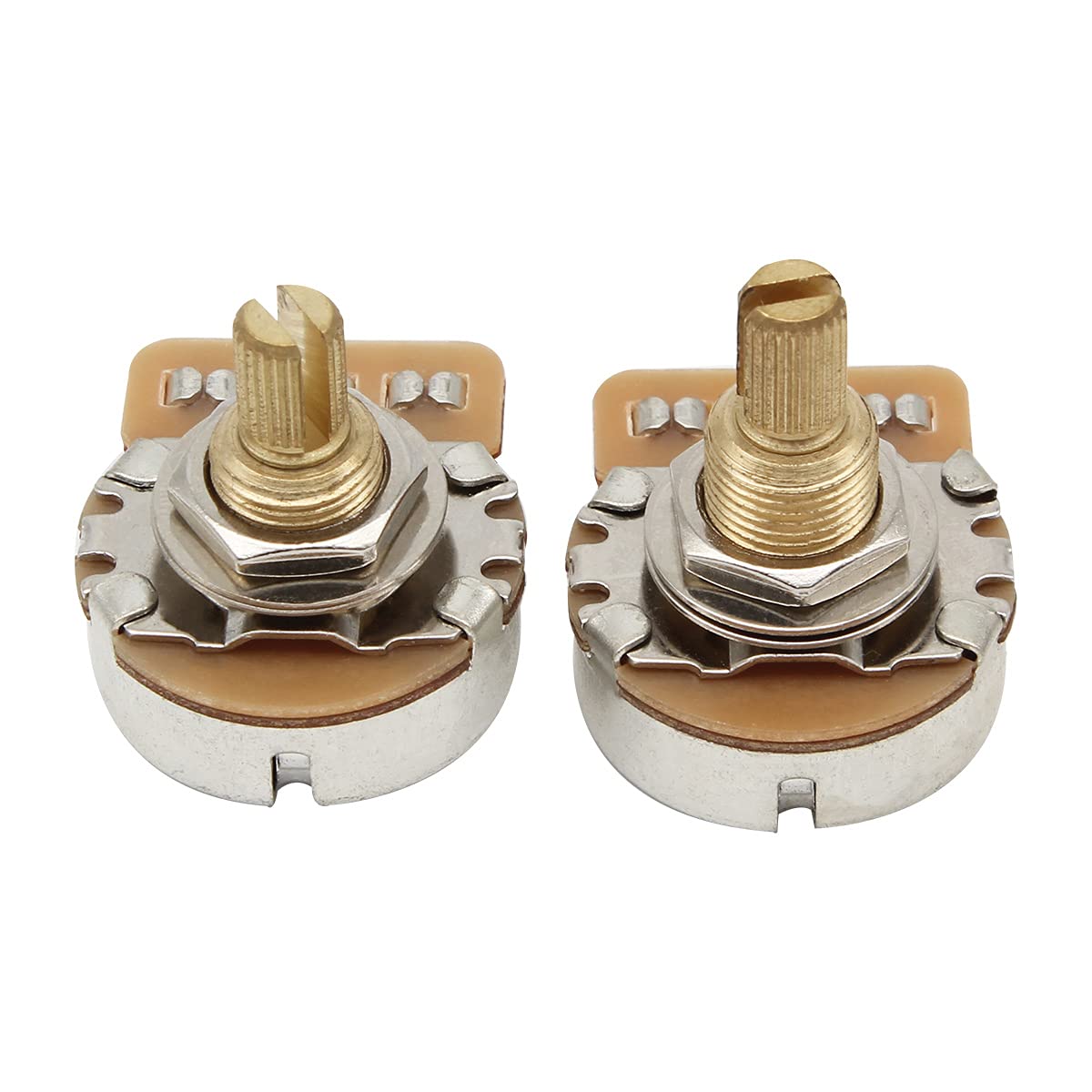 Fleor 2Pcs A250K Audio Pots 15.5Mm Short Split Shaft Guitar Potentiometer, 24-Tooth