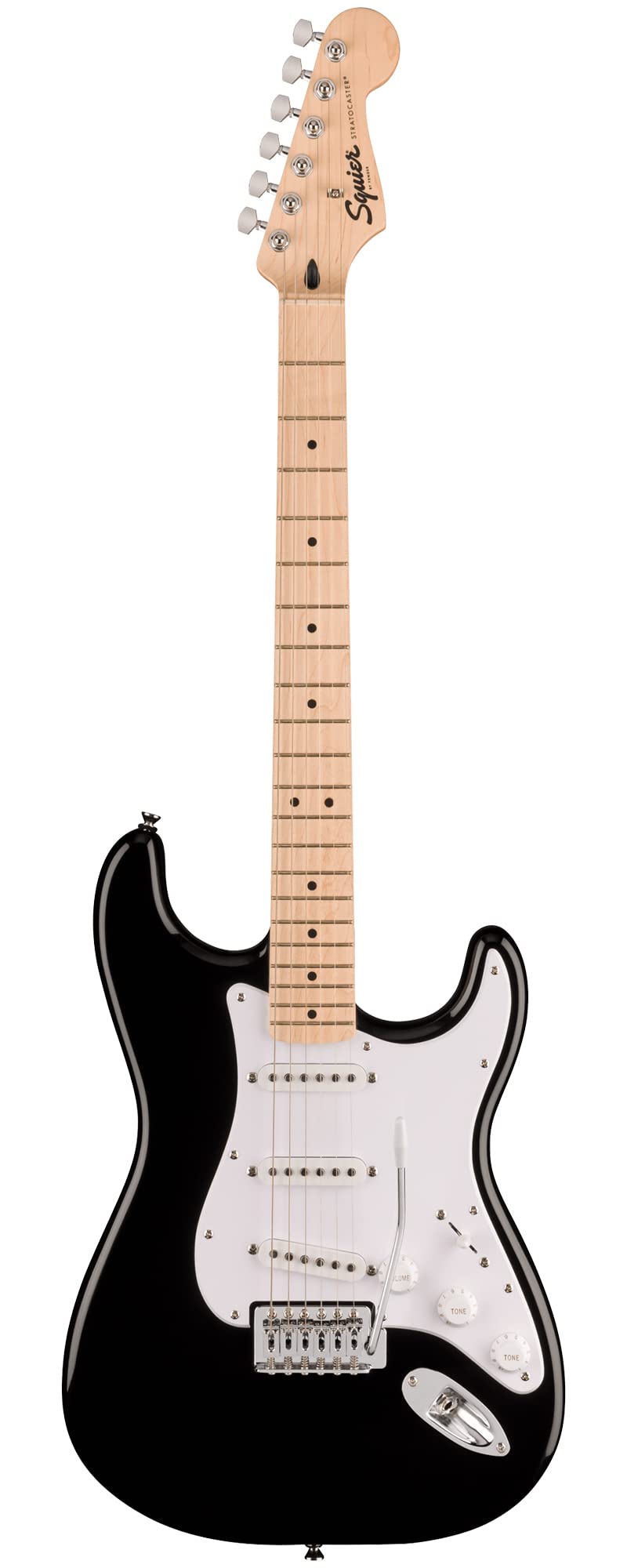 Fender Squier Sonic Stratocaster - Black Bundle with Tuner, Strap, Picks, and Austin Bazaar Guitar DVD